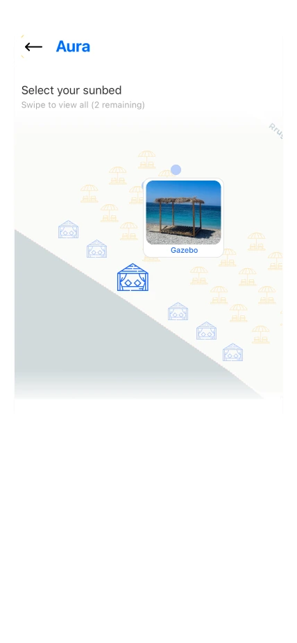 Wählen und reservieren Sie Ihre ideale Sonnenliegen mit nur wenigen Taps
